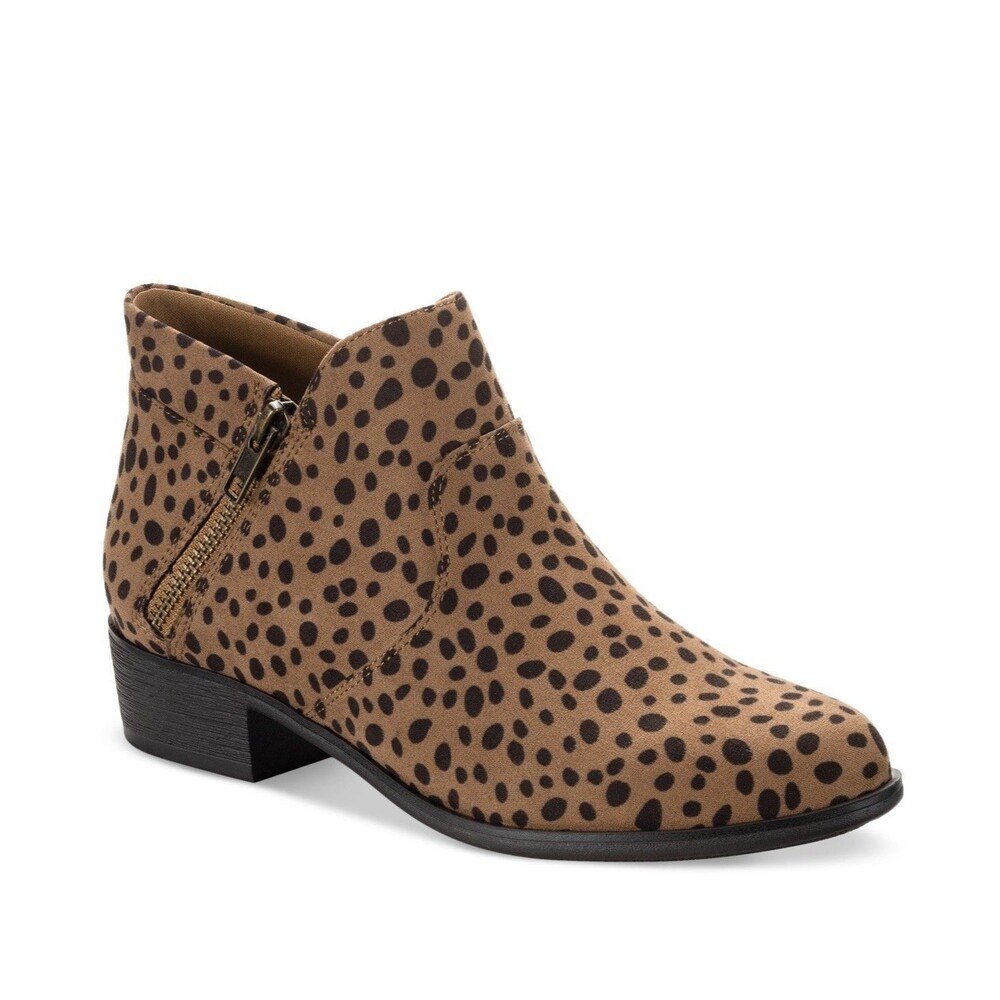 Sun Stone Womens 8 M Cheetah Print Adelinee Double Zipper Ankle Booties NIB TJ4